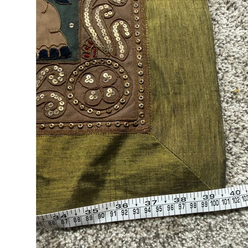 Vintage Thai Kalaga Tapestry Wall Hanging Elephant Applique Sequined Large